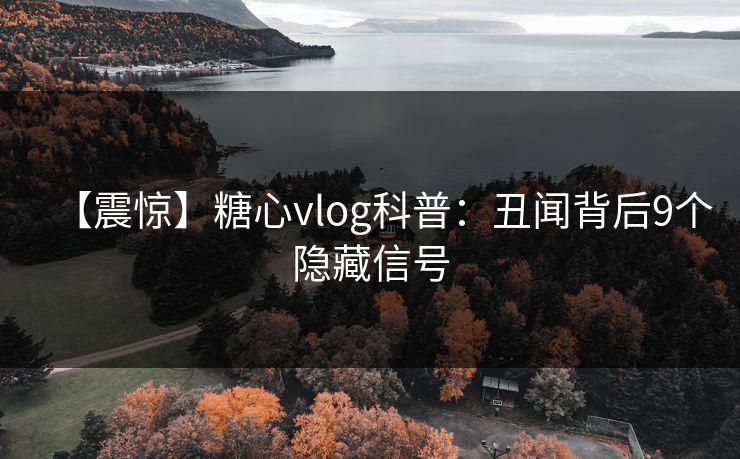 【震惊】糖心vlog科普:丑闻背后9个隐藏信号 【震惊】糖心vlog科普:丑闻背后9个隐藏信号
