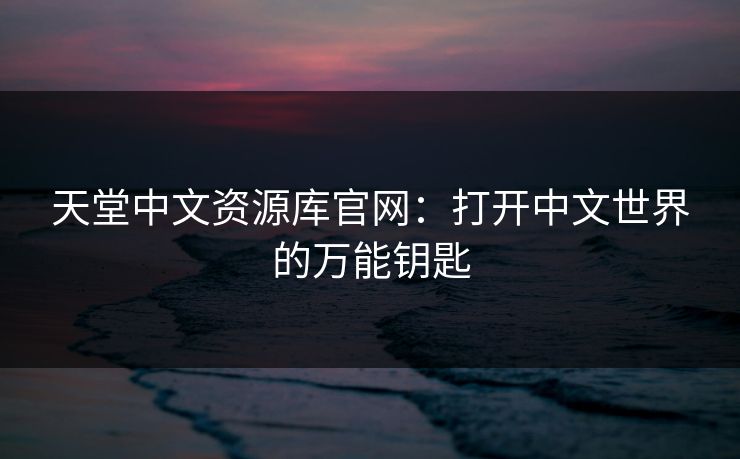 天堂中文资源库官网：打开中文世界的万能钥匙