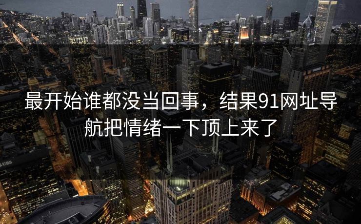 最开始谁都没当回事，结果91网址导航把情绪一下顶上来了